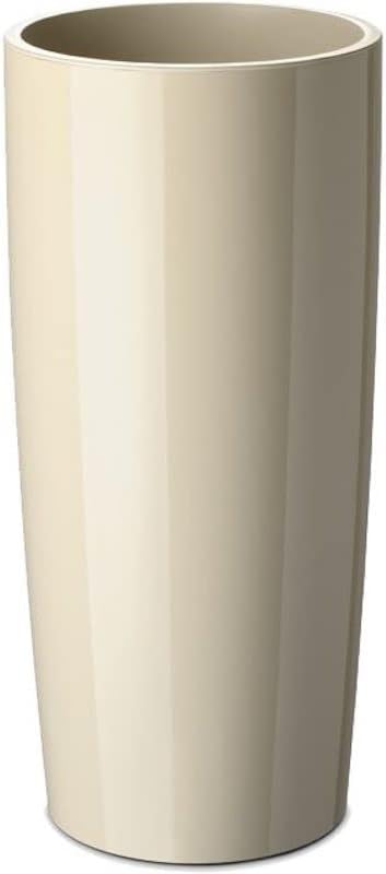 Floralo Teramo hoch Übertopf 25cm Durchmesser x 52cm hoch creme, hochglänzend, mit herausnehmbarem T