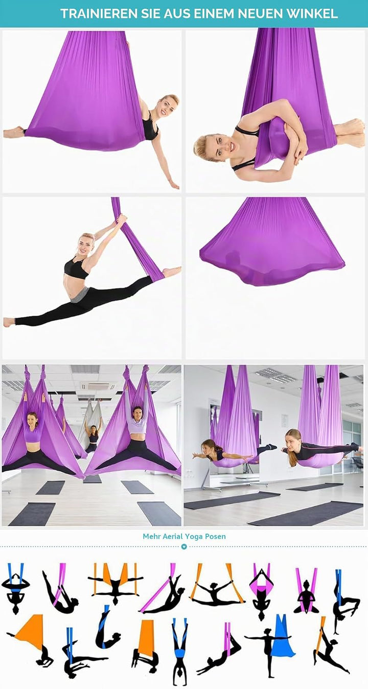 Yoga-Set für Erwachsene, Yoga-Zubehör, 500 kg Belastung, inkl. Kompletter Installationshardware Purp