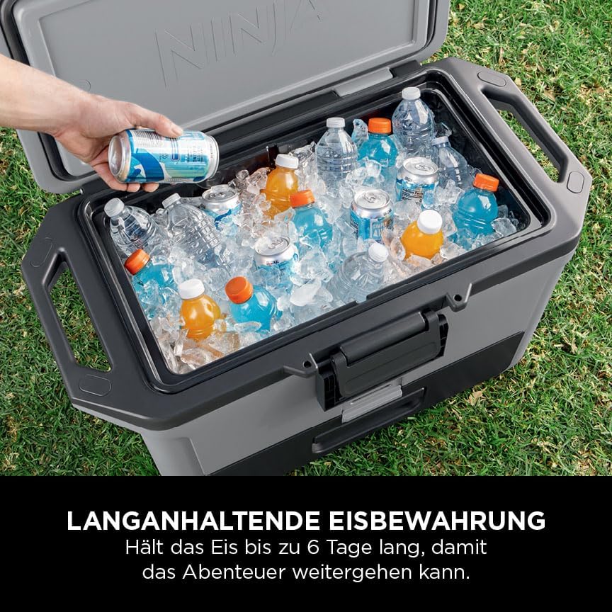 Ninja FrostVault Hard Cooler 47L, Premium isolierte Kühlbox, hält EIS bis zu 6 Tage 47L Grau, 47L Gr