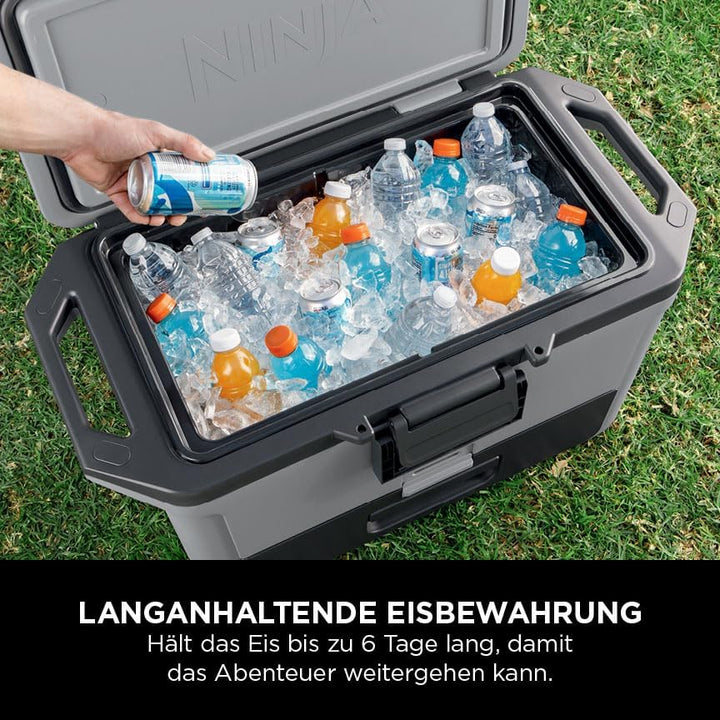 Ninja FrostVault Hard Cooler 47L, Premium isolierte Kühlbox, hält EIS bis zu 6 Tage 47L Grau, 47L Gr