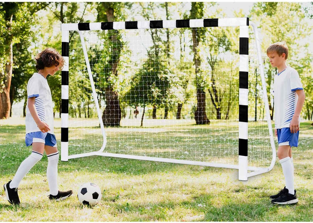 Neo-Sport Fussballtor Fussball Tor für Kinder und Erwachsene Mit Schutzhülle Schwarz Weiss 300x200x9