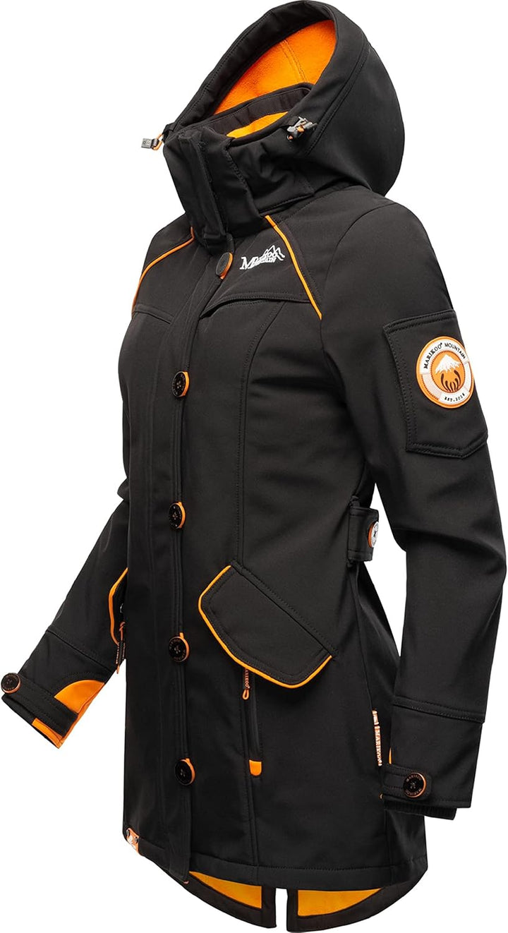 MARIKOO Damen Outdoor Parka Kurzmantel Outdoor Mantel wasserdicht mit Kapuze Soulinaa XS Schwarz, XS