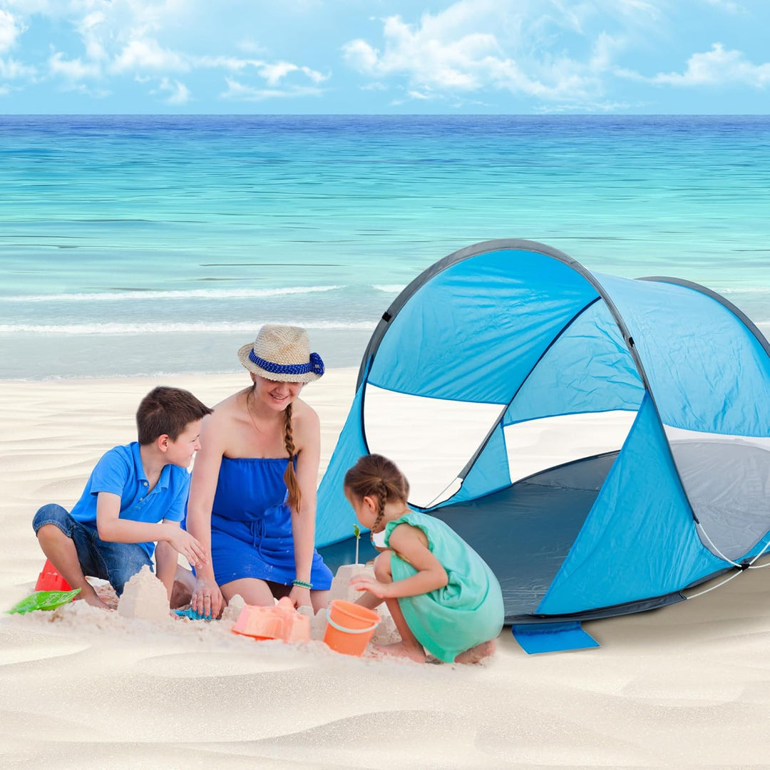 Duhome Strandmuschel Pop Up, Strandzelt für 1-3 Personen Tragbar Beach Zelt mit UV-Schutz Einfacher