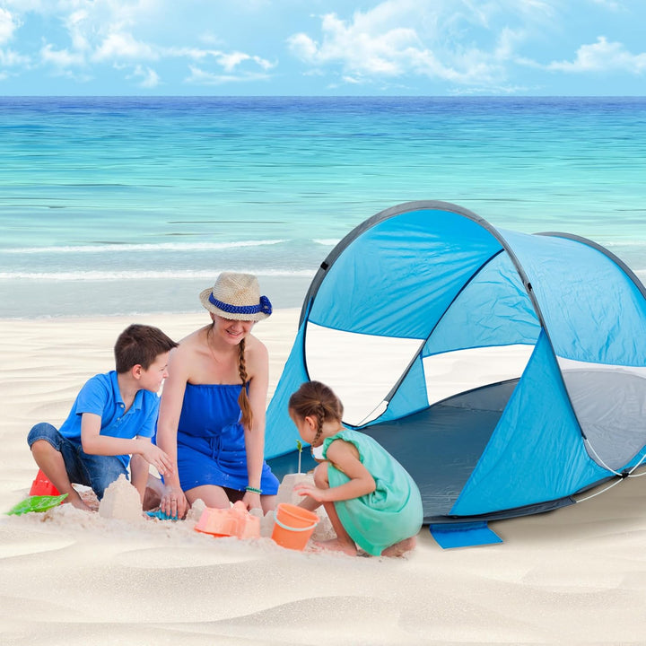Duhome Strandmuschel Pop Up, Strandzelt für 1-3 Personen Tragbar Beach Zelt mit UV-Schutz Einfacher