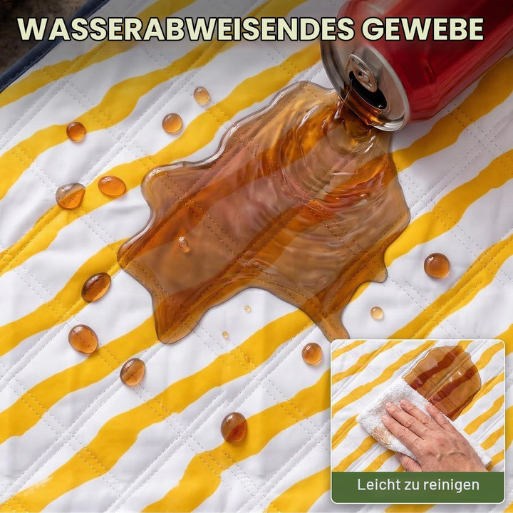 WolfWise Picknickdecke Wasserdicht, 200x200 cm grosse Stranddecke, Faltbare Picknick Decke mit Verst