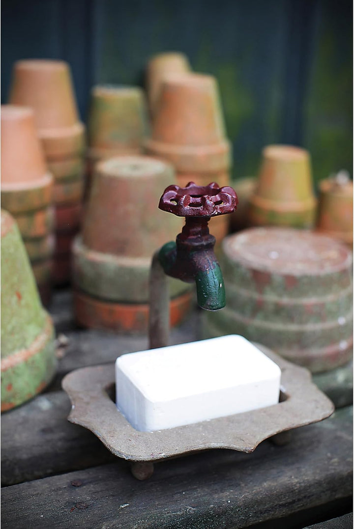 Creative Co-op Secret Garden Decorative Iron Soap Holder with Faucet