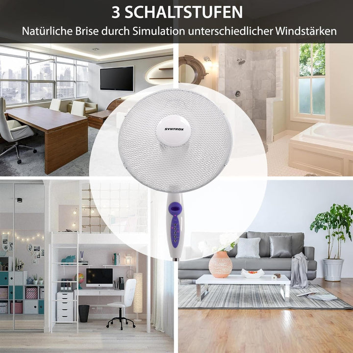 Syntrox Oszillierender Ventilator Splendrox | Standventilator | Bodenventilator, mit Timer und Fernb