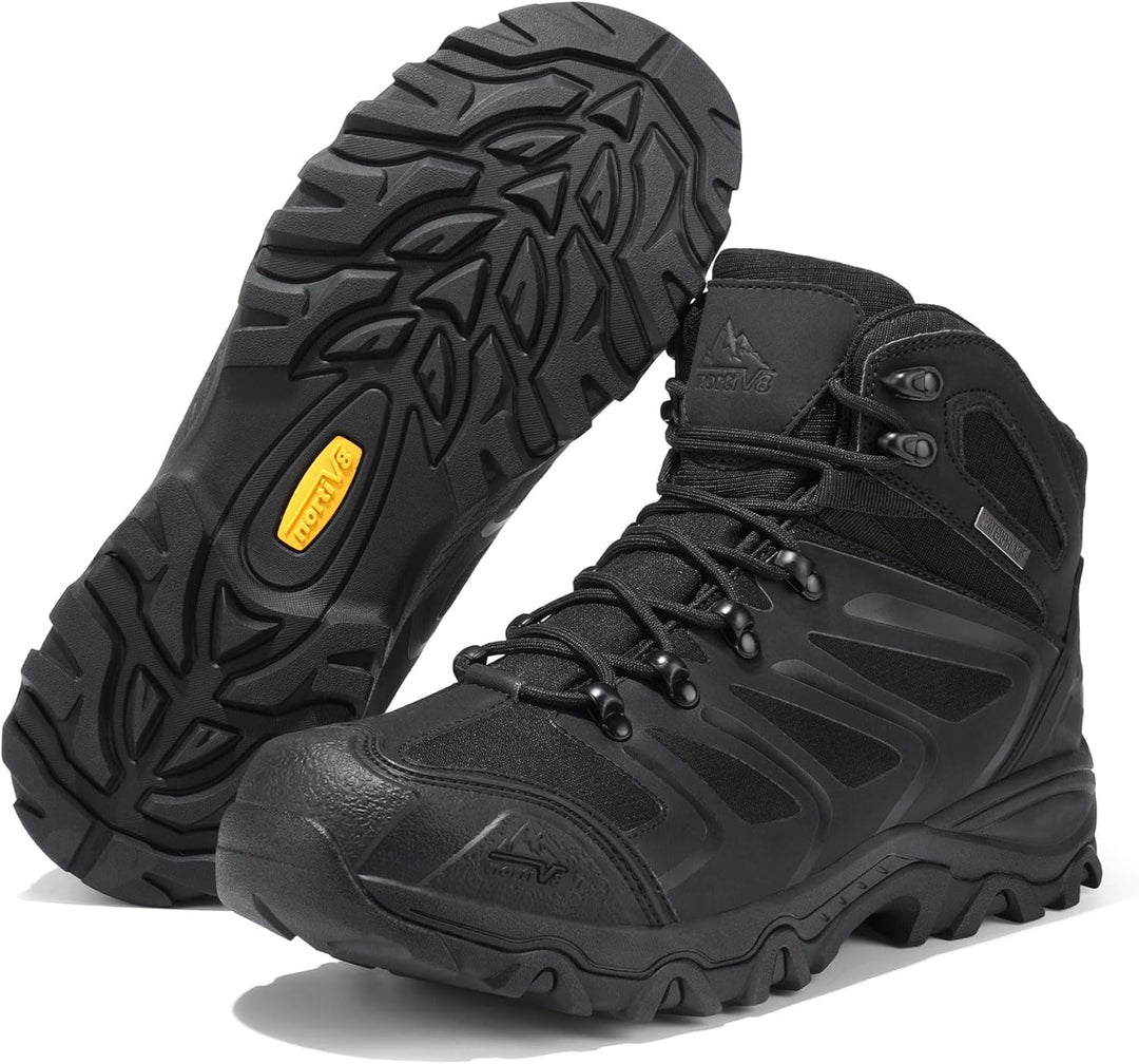 NORTIV 8 Herren-Wanderstiefel, wasserdichte Outdoor-Trekkingstiefel 43 EU Alles Schwarz, 43 EU Alles