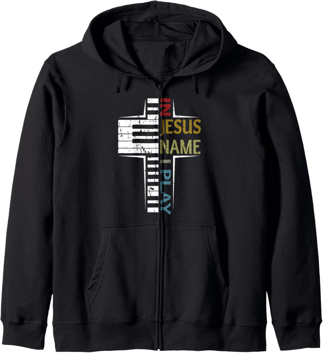 In Jesus Name I Play Piano Vintage Spruch Kapuzenjacke