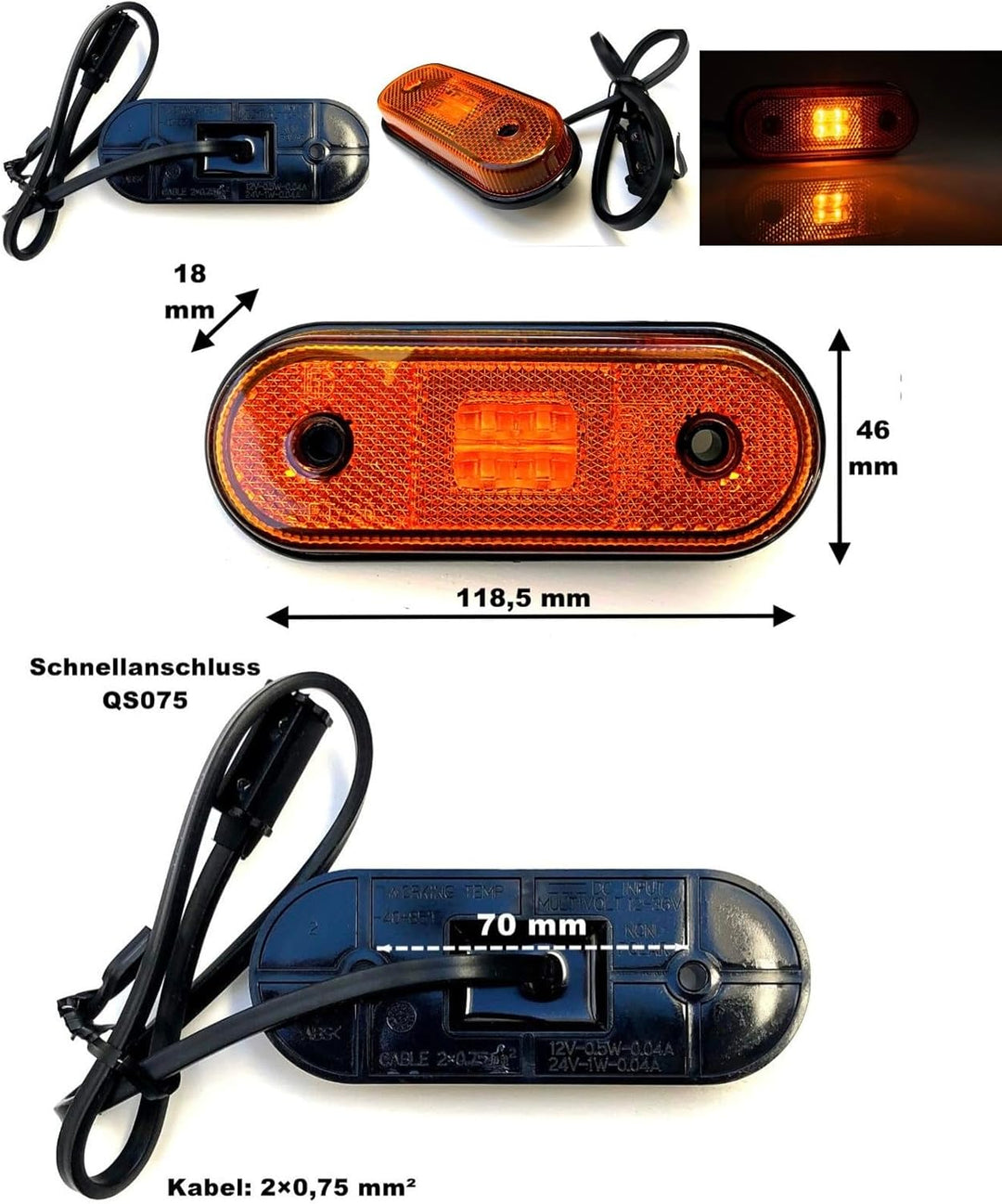 Anhängerbeleuchtung SET LED Rückleuchten 12V 24V 7 m 13 polig Kabel für Anhänger