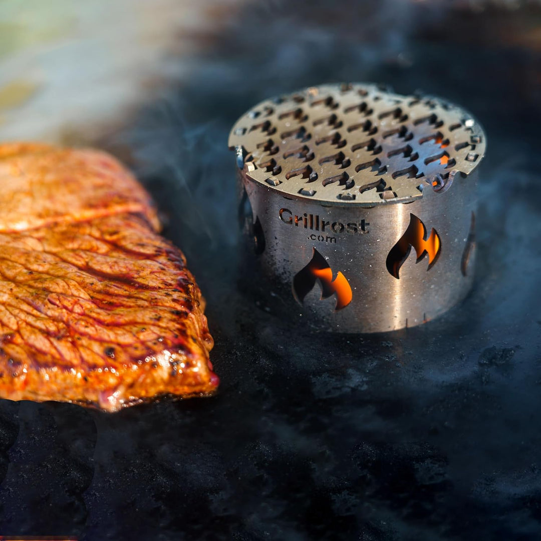 Grillrost.com Das Original Mini Einsatzrost aus Edelstahl - für Mini Feuerplatte steckbar ! Mini-Ein
