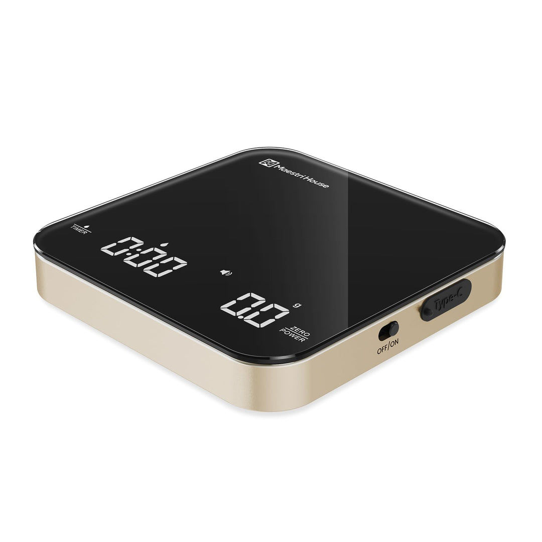 Maestri House Mini-Kaffeewaage mit Timer, Wiederaufladbare Espresso Waage, Präzise 2kg/0,1g Waage fü