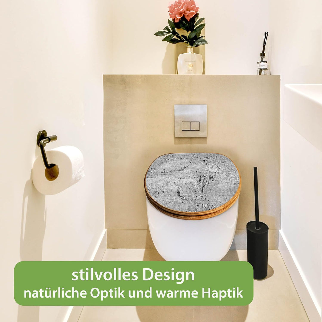 banjado Design WC Sitz Bambus Absenkautomatik 45,8x37,5cm - Toilettendeckel mit Absenkautomatik Holz