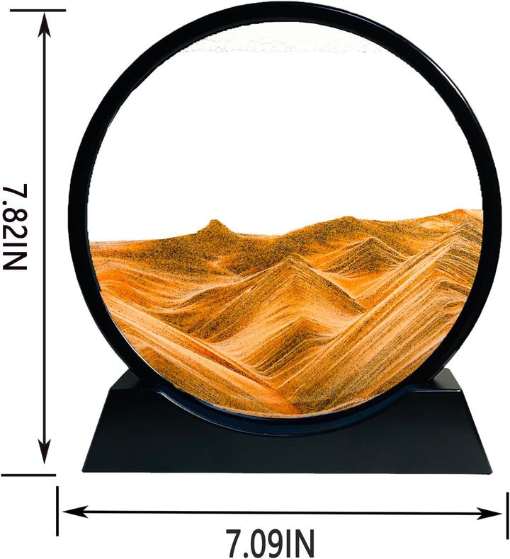 Sandbilder Zum Drehen - Dynamisches Sandbild Runde Glas Rahmen, Bewegliche Sandkunst Landschaft, 3D