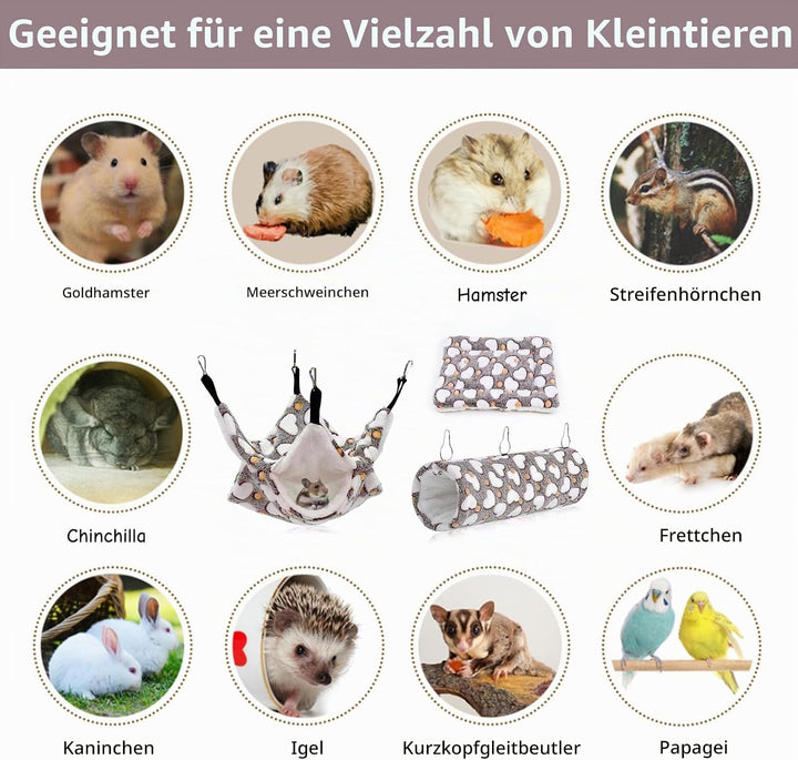3 Stück Ratten Hängematte, Meerschweinchen Hängematte Set Doppelschicht Hängende Kleintierbetten Kle