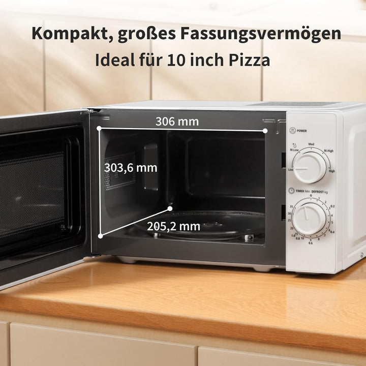 Smad Solo-Mikrowelle 20L, 700W, Mikrowelle Klein, 5 Leistungsstufen, Auftaufunktion nach Zeit/Gewich