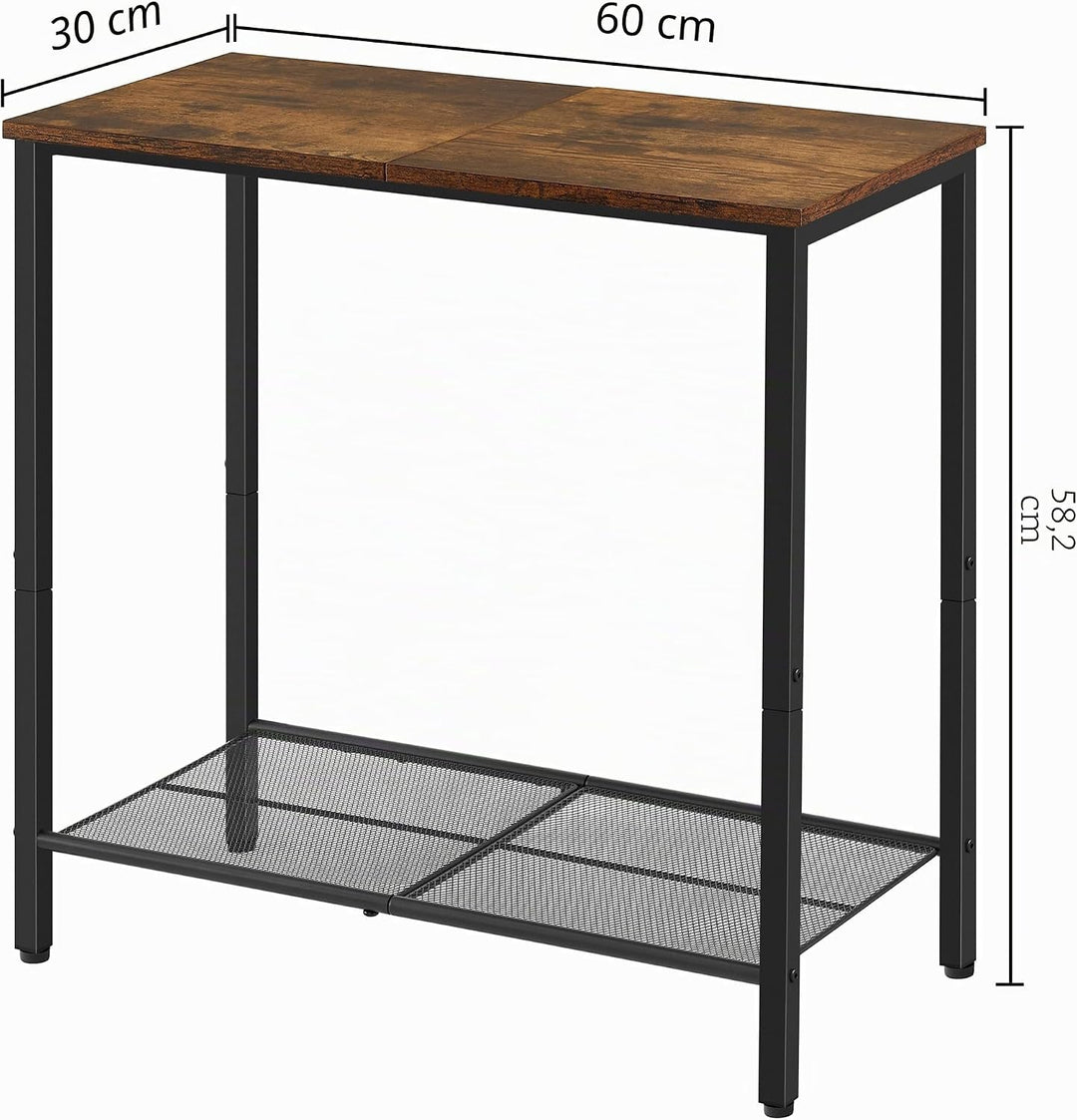 Hoctieon 2-stöckiger Beistelltisch, Sofa-Beistelltisch, schmaler Beistelltisch mit Stauraum, schlank