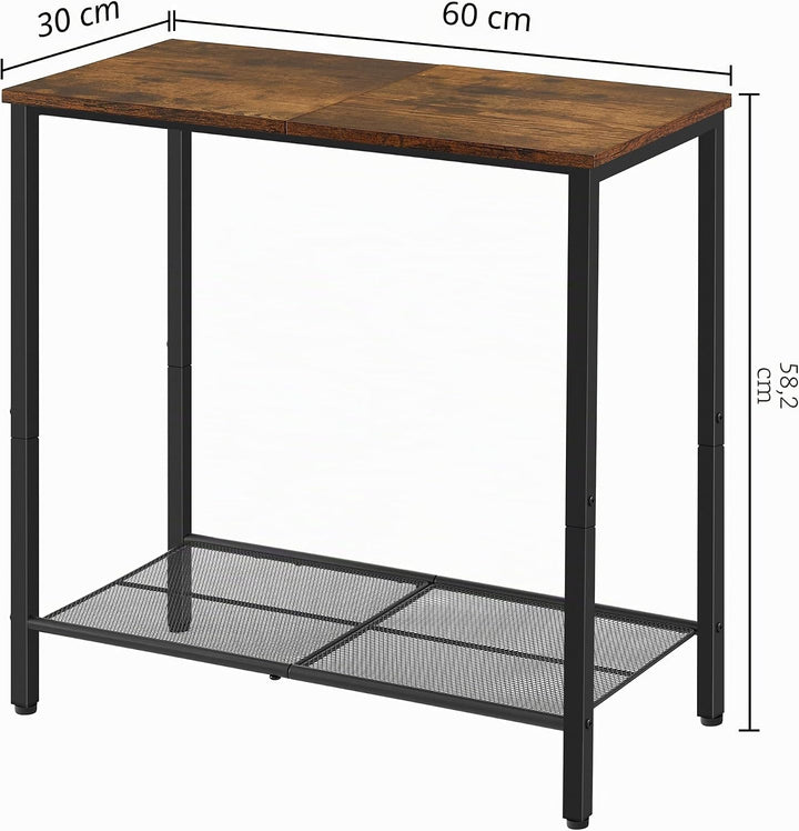 Hoctieon 2-stöckiger Beistelltisch, Sofa-Beistelltisch, schmaler Beistelltisch mit Stauraum, schlank
