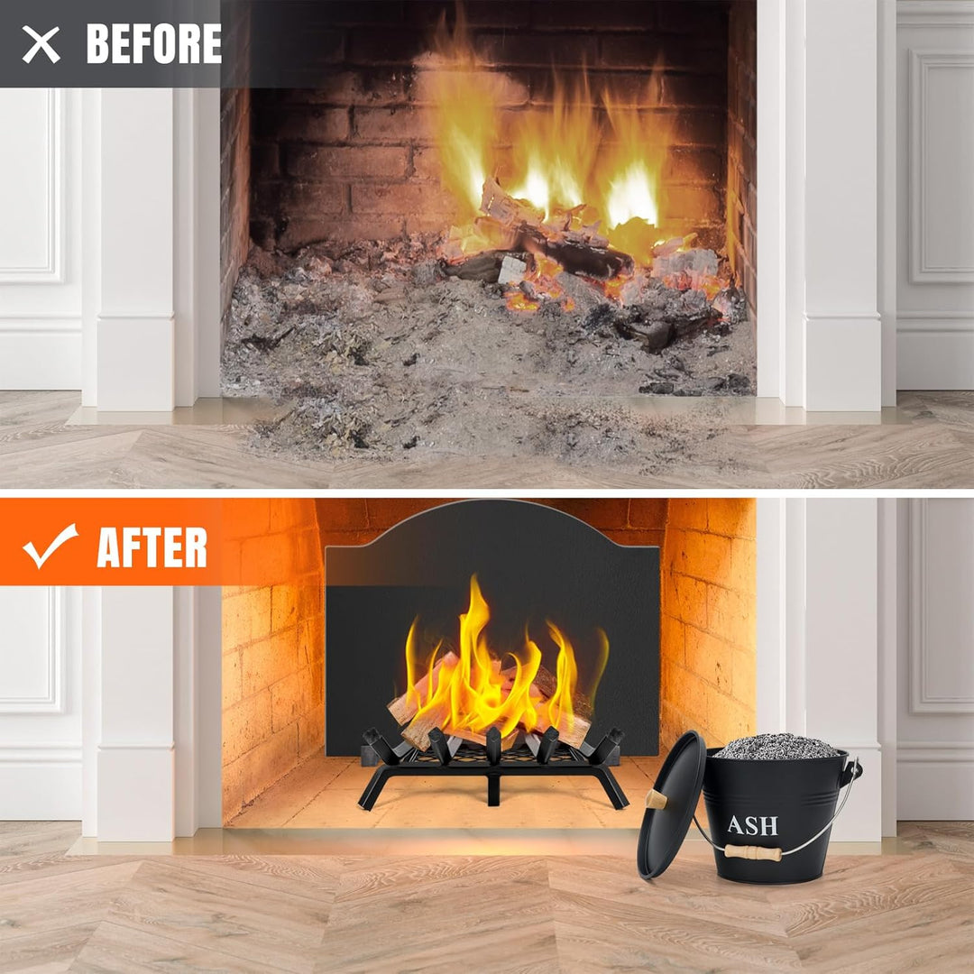 INNO STAGE Ascheeimer mit Deckel und Griff, verzinkter Eisenascheimer für Kamin, Feuerstellen und Ho
