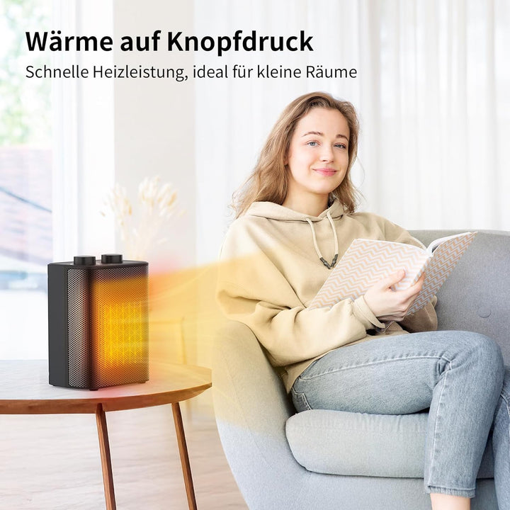 aeco EcoHeat One Heizlüfter klein 2000W energiesparend 3 Heizstufen Elektroheizung PTC Keramik Therm
