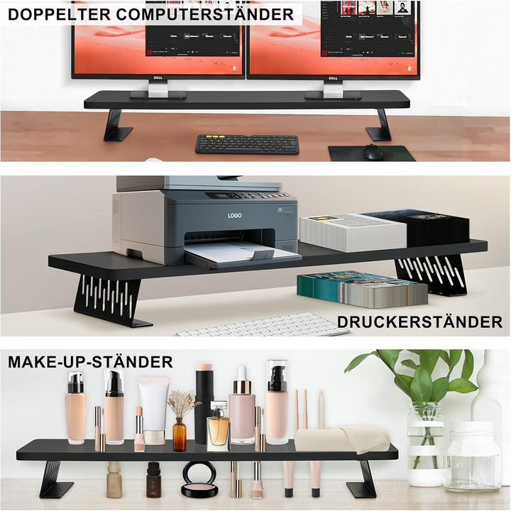 80x23.5cm Bildschirmerhöhung für 2 Monitore, Monitorständer Schreibtisch Holz für Computer, TV, Lapt