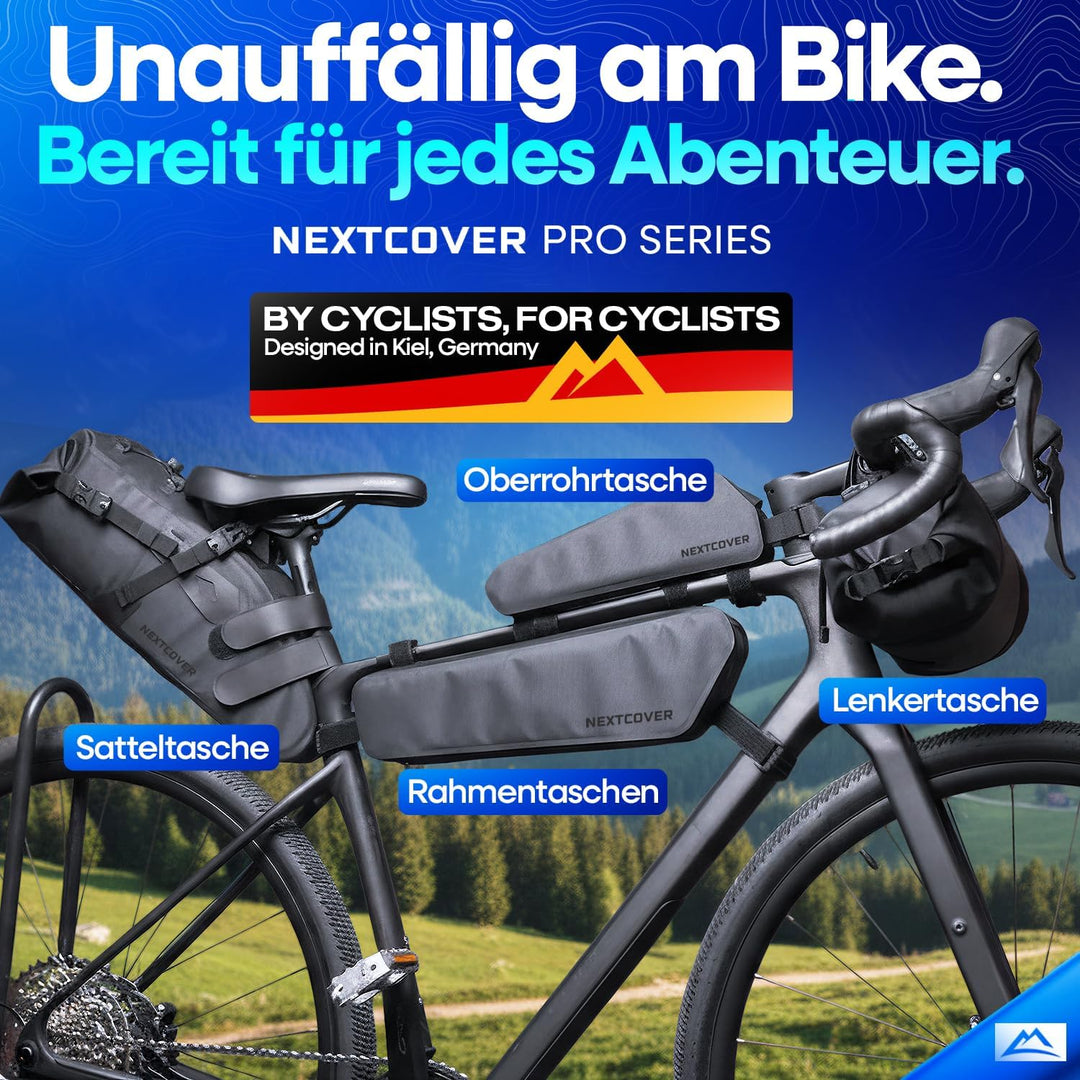 Nextcover® Bikepacking Rahmentasche [38 cm] I Fahrradtasche Rahmen - 100% Wasserdicht Dank AquaShiel