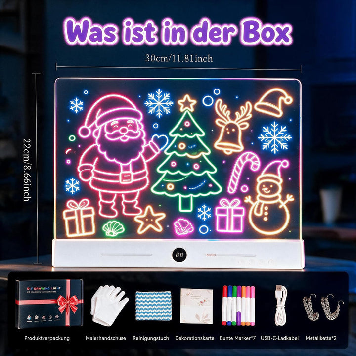 ABERE Wiederaufladbar LED-Zeichenbrett, 7 Lichtmodi mit Timer (30 * 22 cm)