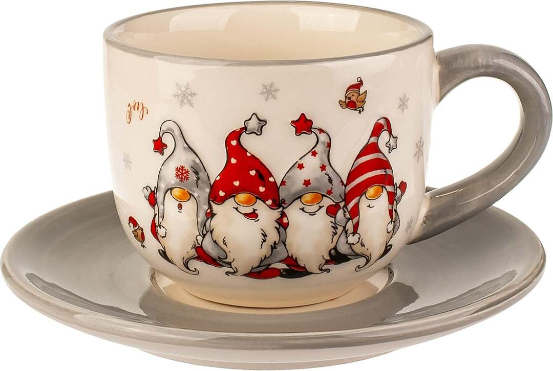 Weihnachtsgeschirr Verschiedene Artikel frei wählbar 2 TLG. Set 3D Effekt Henkeltassen lustige Wicht