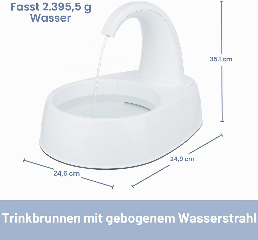 Trixie Strahlbrunnen, gebogen, weiss, 2,5 l/25 × 24,5 × 35 cm
