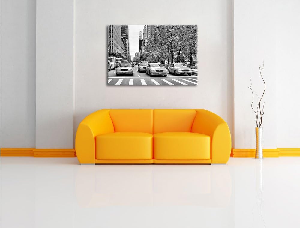 Pixxprint Monocrome, Taxis in New York, Format: 100x70 auf Leinwand, 100x70