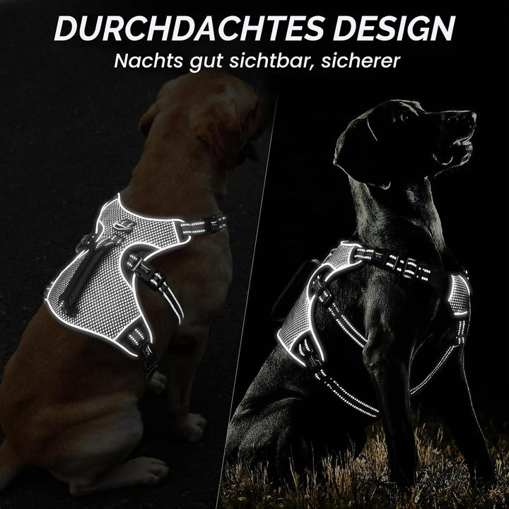 HEELE Hundegeschirr, Ausbruchsicher, Schnalle im Halsbereich, Reflektierend, Brustgeschirr mit Robus