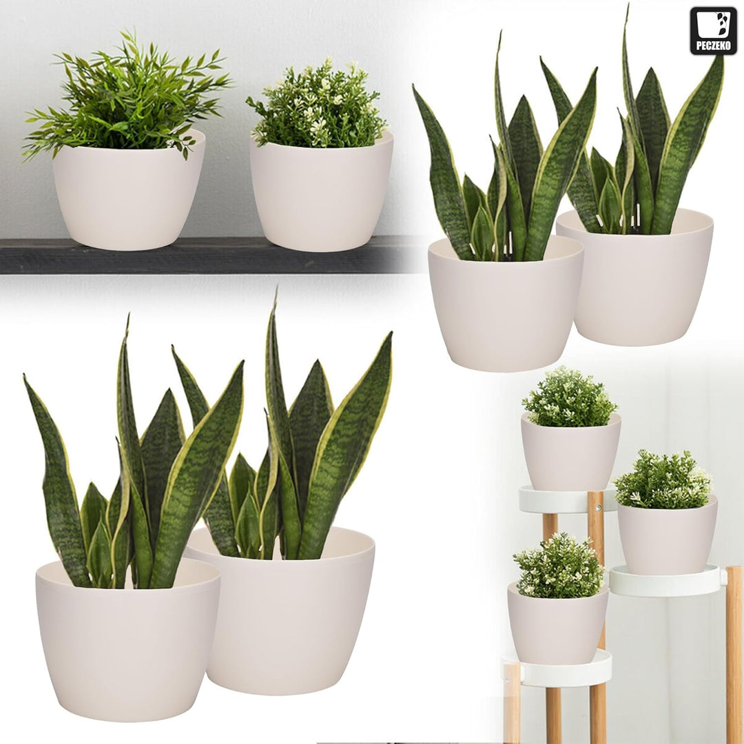 PECZEKO Glänzende Blumentöpfe - Deko Pflanztopf für Blumen & Kräuter - Langlebige & leichte runde Ku