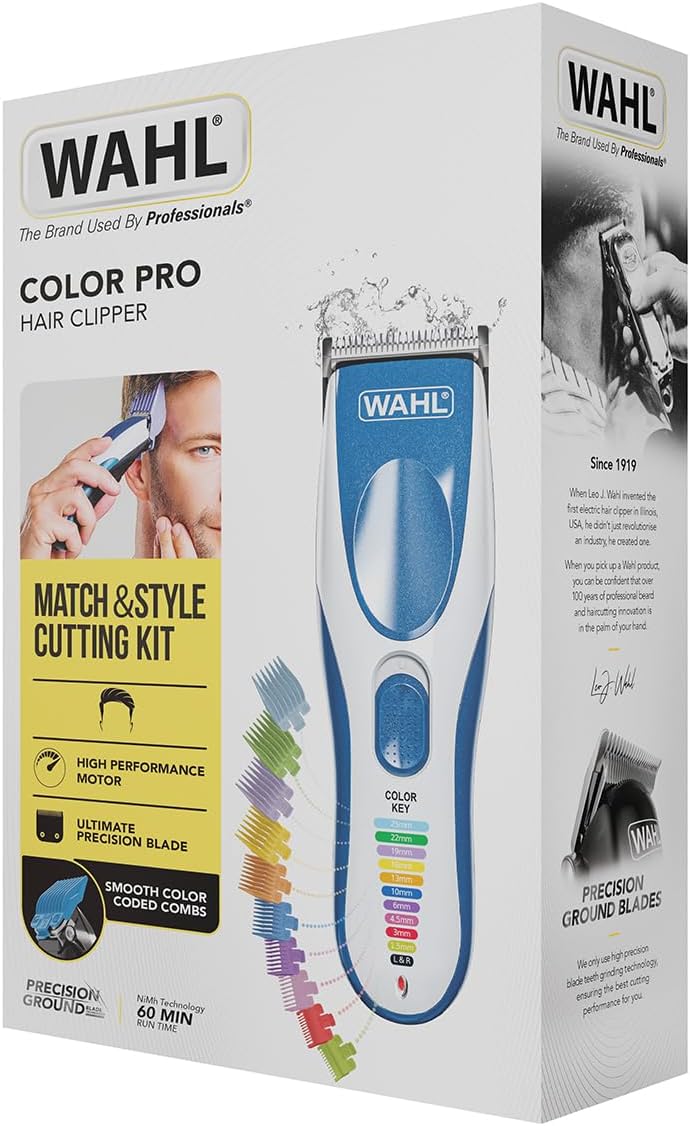 Wahl 09649-016 ColorPro Cordless Haarschneidemaschine, Blau, Silber