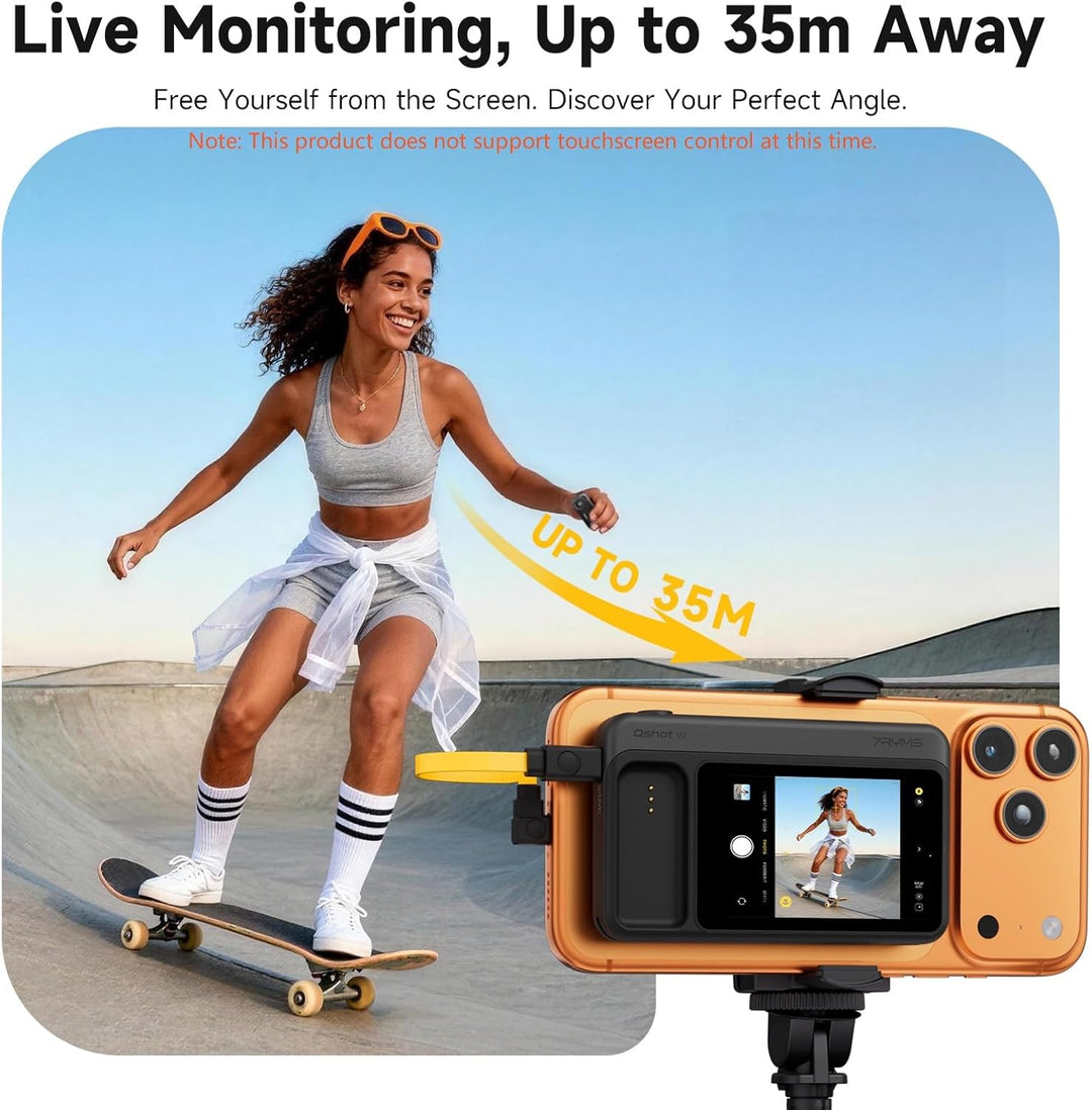 7RYMS Qshot V2 Kabelgebundener Selfie-Monitor für iPhone 17/16 & Android, Magnetischer Smartphone Mo
