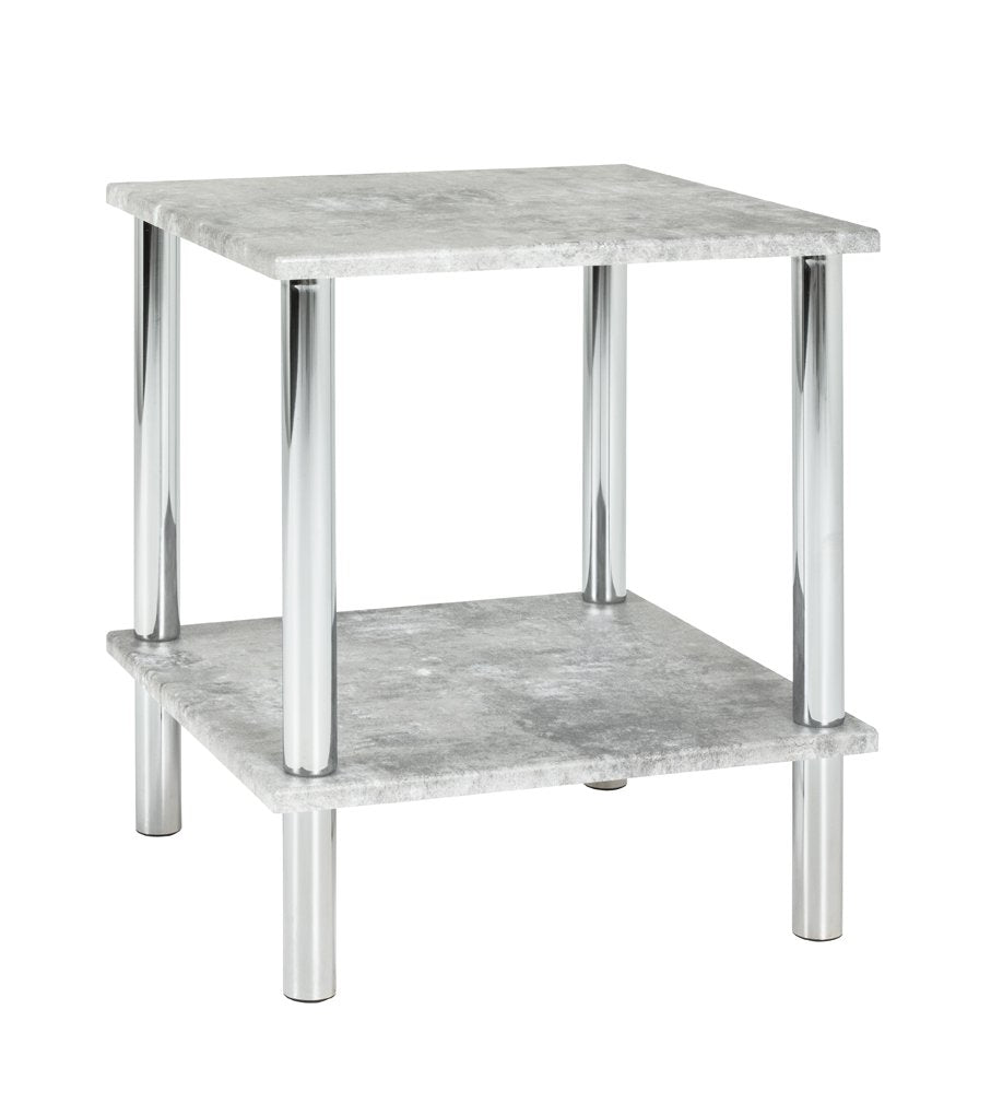 HAKU Möbel Beistelltisch, MDF, chrom-betonoptik, B 39 x T 39 x H 47 cm, Chrom-betonoptik