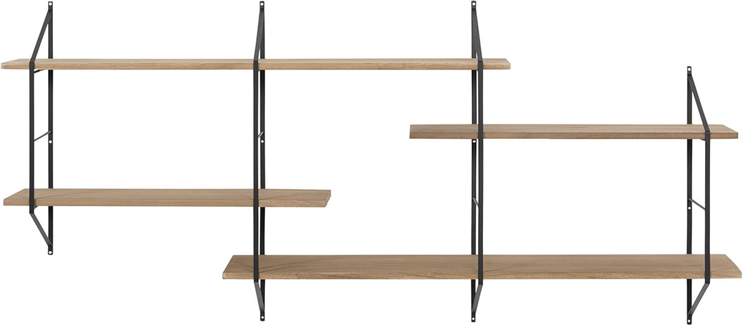 AC Design Furniture Orla Regal, Holz, Natur, 25,5 x 191 x 79 cm Eiche/Schwarz 4 Regale, Eiche/Schwar