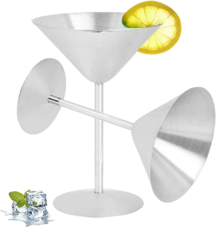 Edelstahl Cocktail-Gläser, 2 Stück Martini-Gläser Metall-Cocktailgläser, Edelstahl-Cocktailkelche, C