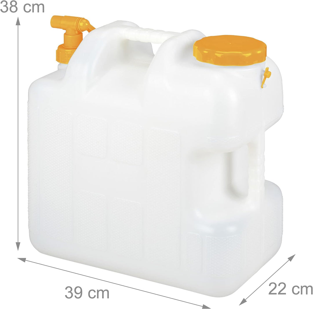 Relaxdays Wasserkanister mit Hahn, 25 Liter, Kunststoff bpa-frei, Weithals Deckel, Griff, Camping Ka