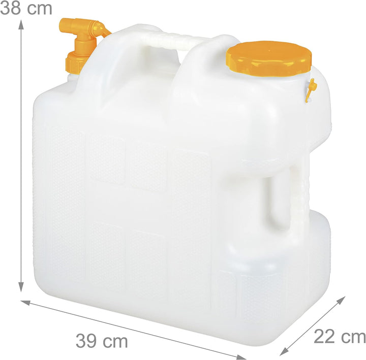 Relaxdays Wasserkanister mit Hahn, 25 Liter, Kunststoff bpa-frei, Weithals Deckel, Griff, Camping Ka