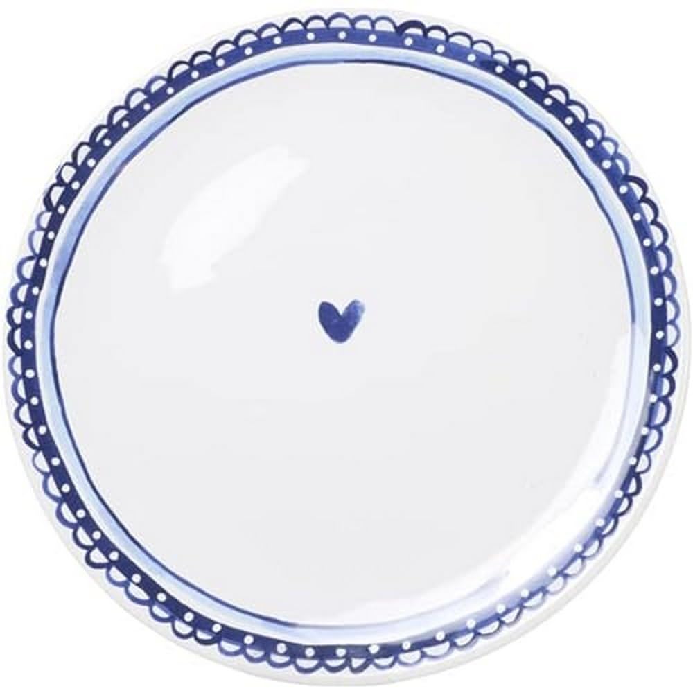 Blond Amsterdam Grosses Dinner-Teller mit Herzmotiv – Delfter Blau – 26 cm – Mikrowellen- & Spülmasc