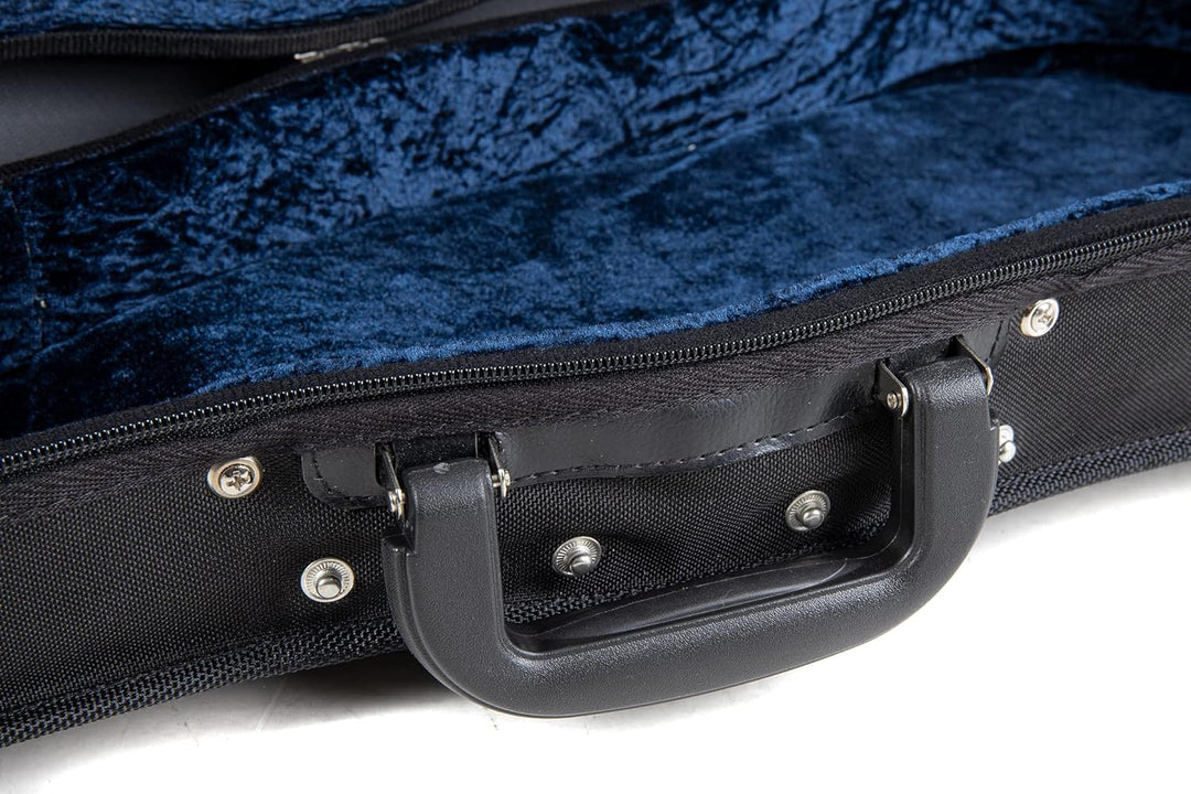 GEWA Violin Formetui Liuteria Concerto, schwarz, innen blau, gepolsterte Schwebelagerung, wasserabwe