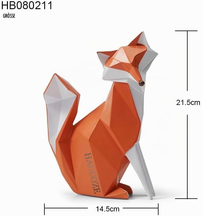 Amoy-Art Fuch Figuren Deko Fox Skulptur Statue Modern Arts Wohnzimmer Kunst Polyresin Geschenk 20cm
