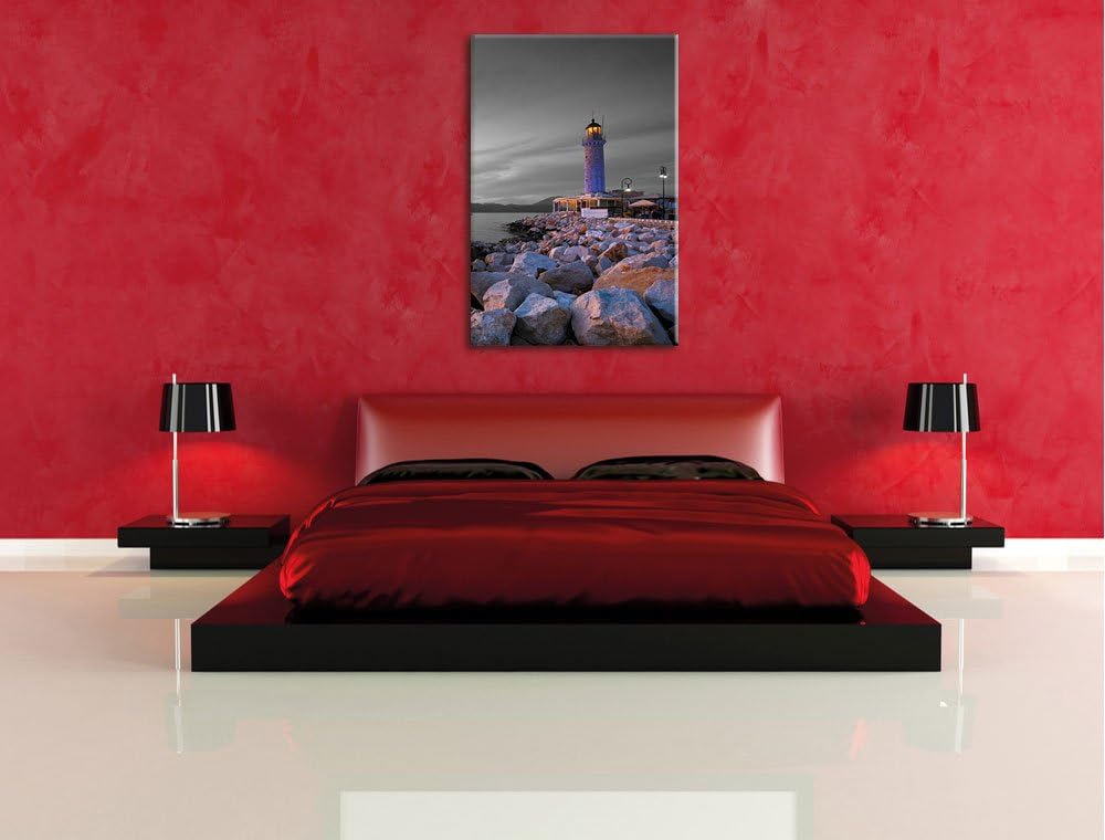 Pixxprint Romantischer Leuchtturm bei Ebbe als Leinwandbild/Grösse: 100x70 cm/Wandbild/Kunstdruck/fe