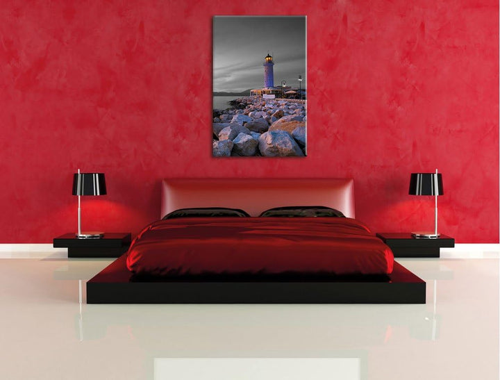 Pixxprint Romantischer Leuchtturm bei Ebbe als Leinwandbild/Grösse: 100x70 cm/Wandbild/Kunstdruck/fe