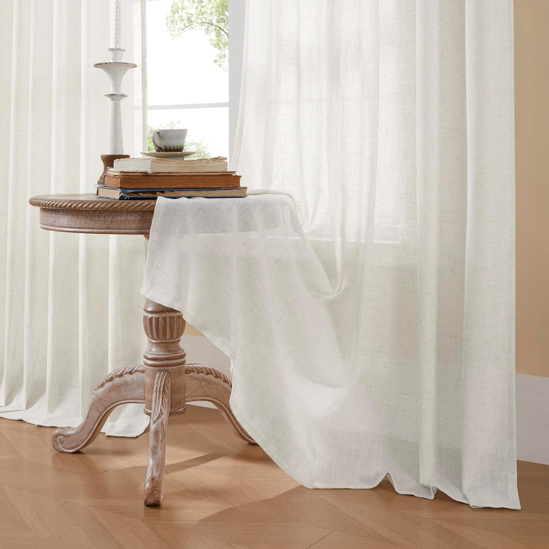 Joydeco Lichtfilternde Vorhänge, 183 cm Länge, für Schlafzimmer, Leinen-Vorhänge, 183 cm Länge, 2 Pa