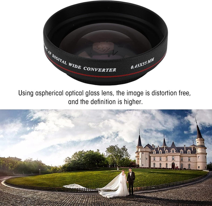 Zunate Weitwinkel-Objektivfilter, 55 Mm 0,45X Ultra Slim Weitwinkel-Objektivfilter, für Durchmesser