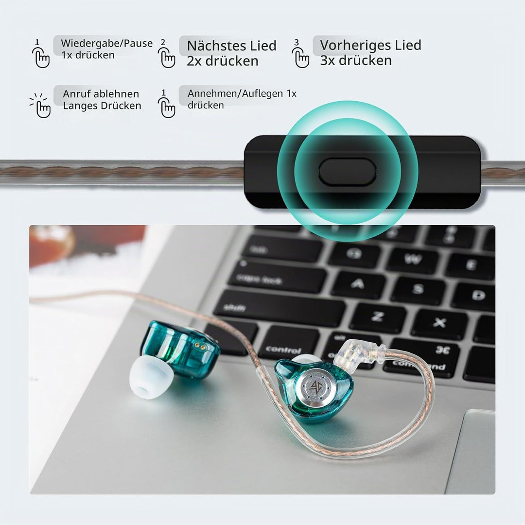 keephifi KZ EDX Pro In Ear Monitor mit Mikrofon, kabelgebunden, HiFi-Stereo-Kopfhörer, kabelgebunden