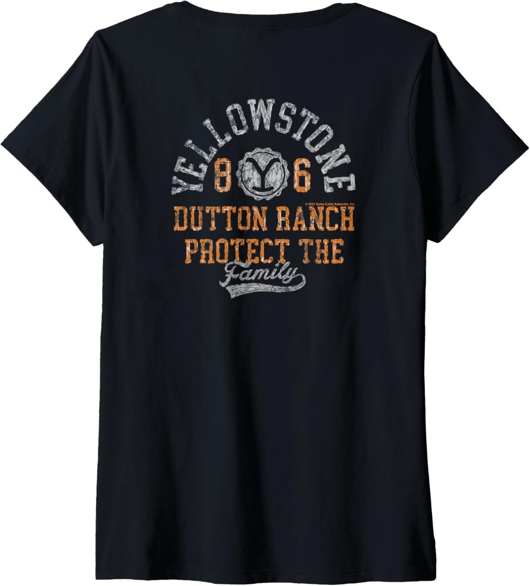 Yellowstone Dutton Ranch Protect The Family Front & Back T-Shirt mit V-Ausschnitt