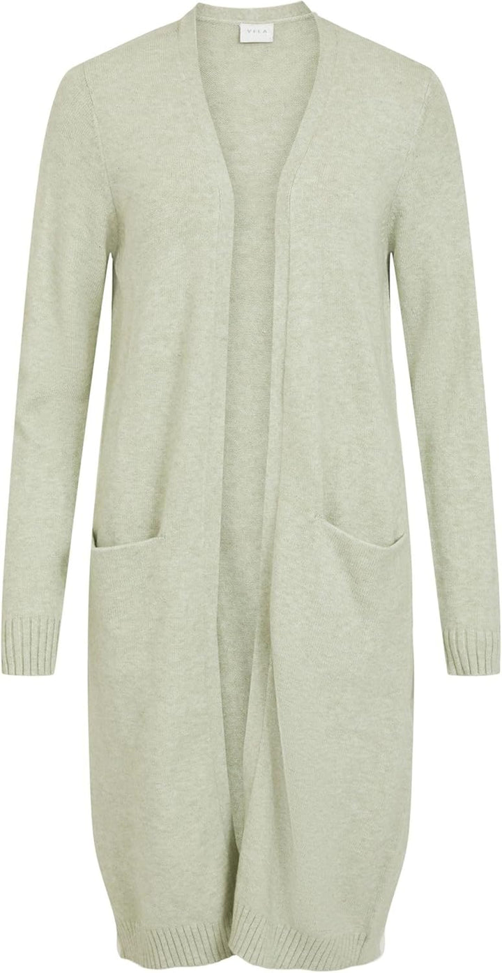 Vila Damen VIRIL Long L/S Knit Cardigan - NOOS 14042770 XS Grau (Light Grey Melange), XS Grau (Light
