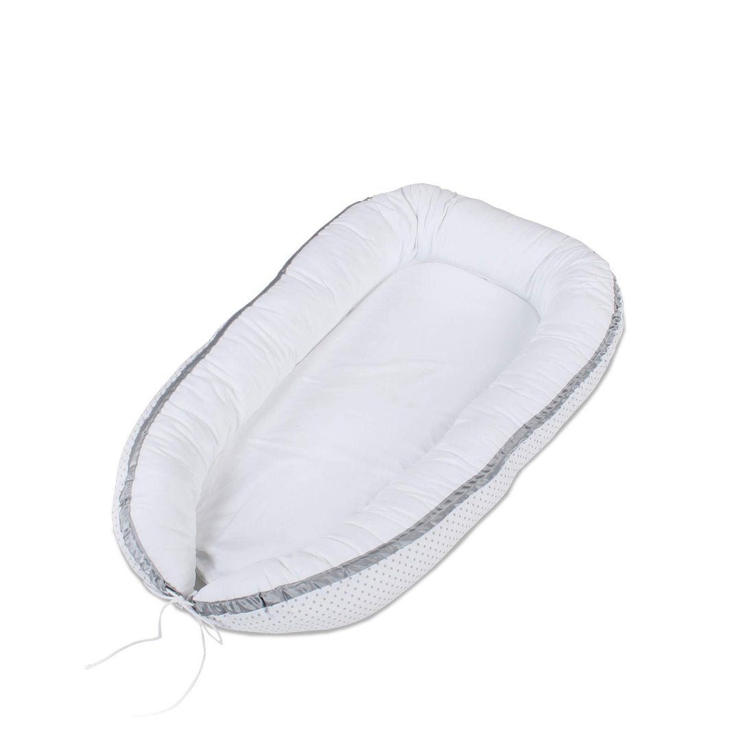 babybay Kuschelnest, weiss Punkte perlgrau, Weiß Punkte Perlgrau